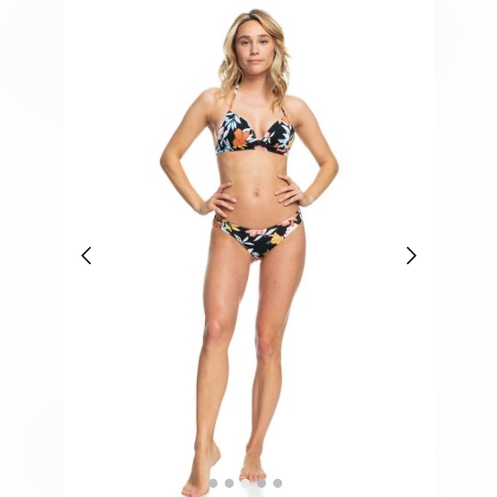 NWT 2 Pc ROXY Beach Classics Molded Triangle Bikini Top+Classics Hipster Bottoms - Picture 2 of 7